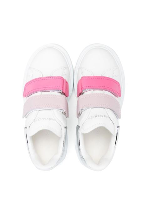 White and Pink Oversize Sneakers With Mirrored Spoiler ALEXANDER MCQUEEN KIDS | 710107-WIAHW8897