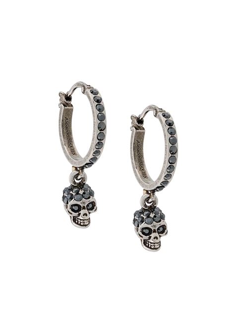 Antique Silver Skull Hoop Earrings ALEXANDER MCQUEEN | 550503-J160Y1177