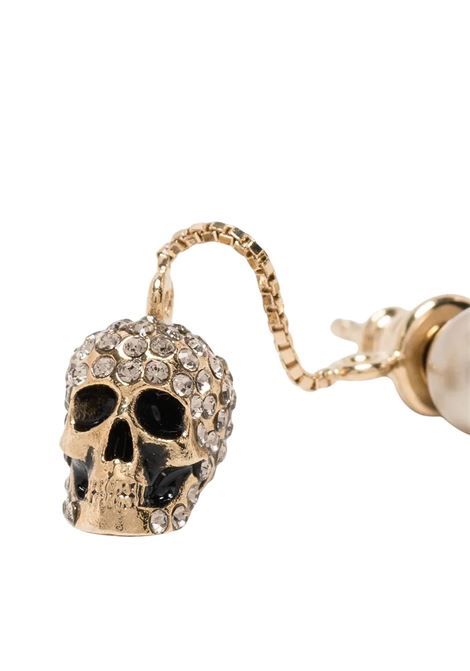 Palladium Gold Skull Earrings With Pav? And Chain ALEXANDER MCQUEEN | 582698-J160K2080