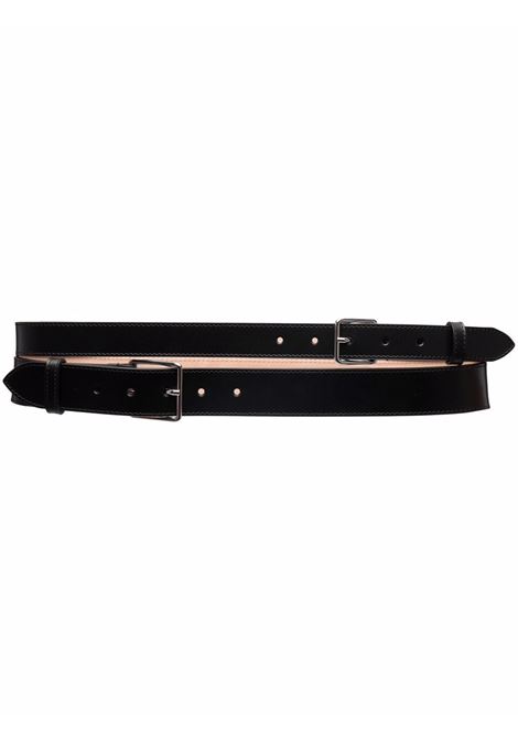 Black Double Belt With Silver Buckles ALEXANDER MCQUEEN | 594188-1BR0I1000