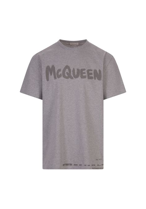 Grey McQueen Graffiti T-Shirt  ALEXANDER MCQUEEN | 622104-QVZ570922