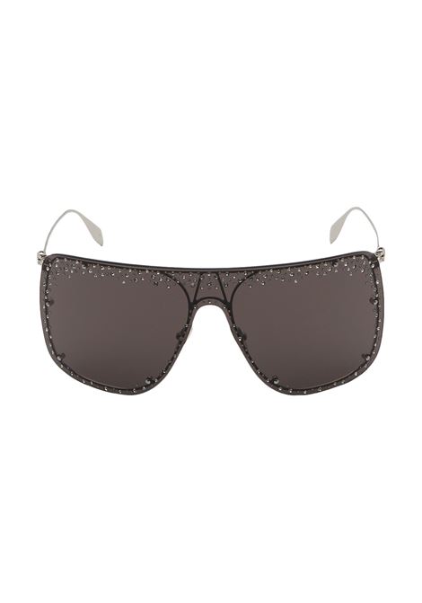 Jeweled Skull Mask Sunglasses in Silver/Smoky ALEXANDER MCQUEEN | 649846-I33201030