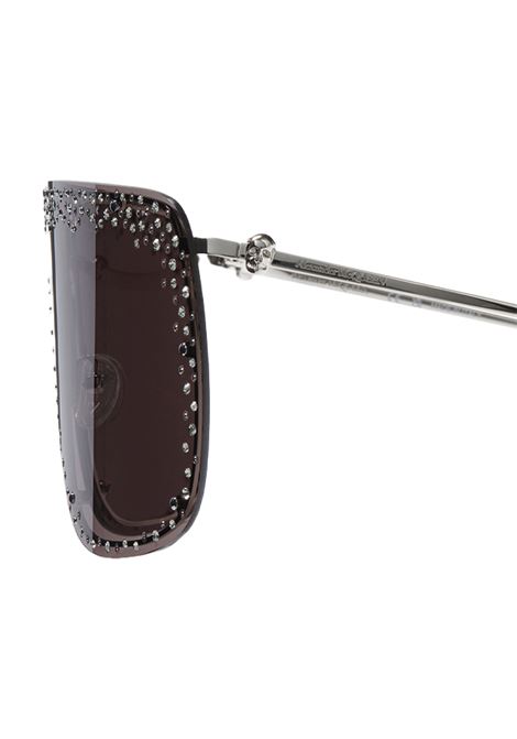 Jeweled Skull Mask Sunglasses in Silver/Smoky ALEXANDER MCQUEEN | 649846-I33201030