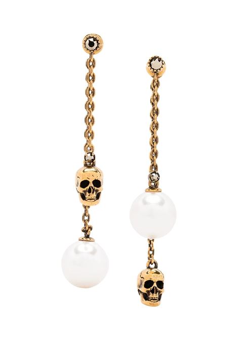 Pearl-Like Skull Chain Drop Earring in Antique Gold ALEXANDER MCQUEEN | 651156-J160Z4040