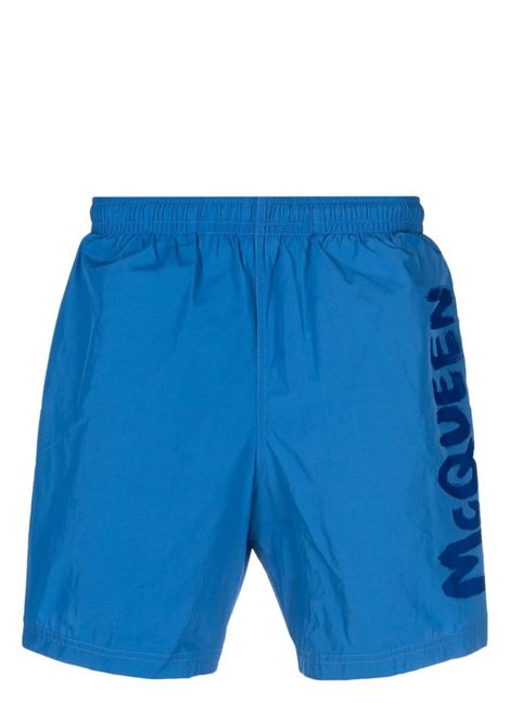McQueen Graffiti Swim Shorts In Blue ALEXANDER MCQUEEN | 660060-4419Q4268