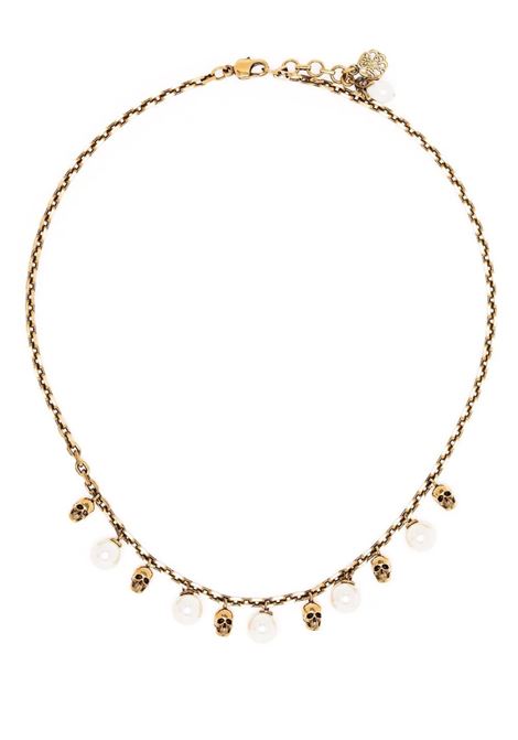 Pearly Skull Necklace in Antiqued Gold ALEXANDER MCQUEEN | 667544-J160Z4040