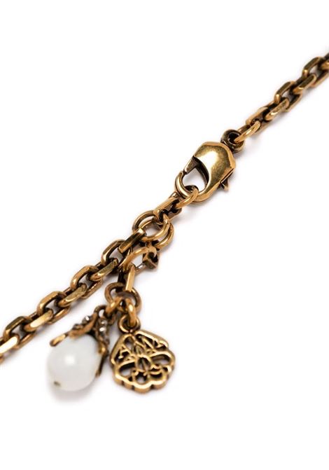 Pearly Skull Necklace in Antiqued Gold ALEXANDER MCQUEEN | 667544-J160Z4040