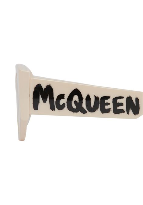 McQueen Graffiti Oval Sunglasses In White And Yellow ALEXANDER MCQUEEN | 669320-J07409125