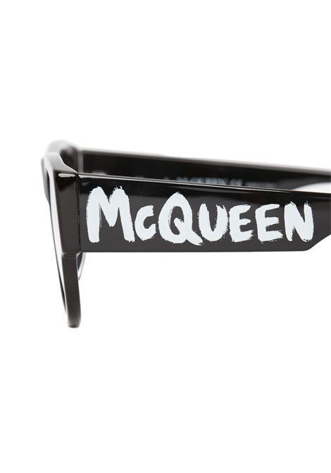 McQueen Graffiti Rectangular Sunglasses in Black/White ALEXANDER MCQUEEN | 669323-J07401053