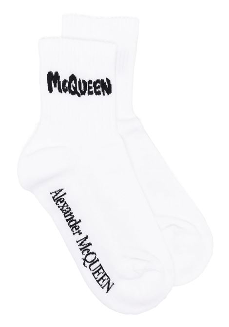White McQueen Graffiti Socks ALEXANDER MCQUEEN | 697955-3E03Q9060