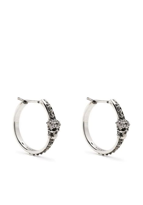 Silver Hoop Earrings With Crystals Skull ALEXANDER MCQUEEN | 710484-J160Y1190