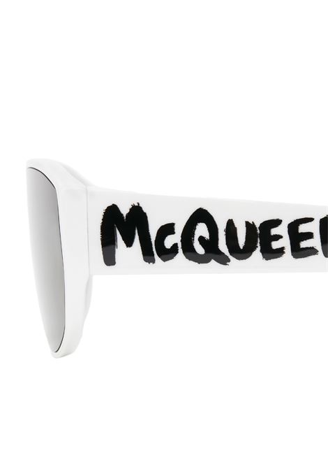Occhiali Da Sole A Mascherina McQueen Graffiti in Bianco ALEXANDER MCQUEEN | 712384-J07409040