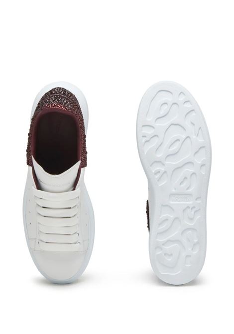 Oversized Sneakers in White and Dark Burgundy With Rhinestones ALEXANDER MCQUEEN | 718243-WIE958719
