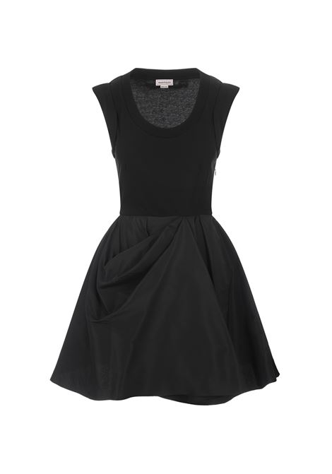 Black Mini Dress With Draped Skirt ALEXANDER MCQUEEN | 745369-QLAA61000