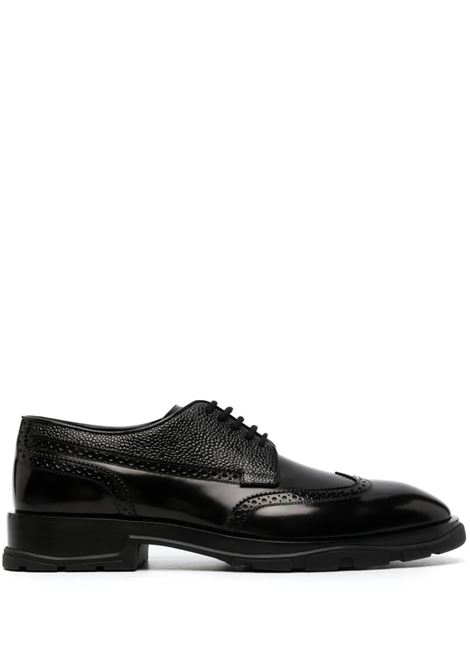 Black Brushed and Textured Leather Derby Shoes ALEXANDER MCQUEEN | 750388-W1DW11000