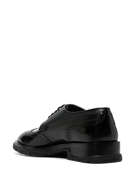 Black Brushed and Textured Leather Derby Shoes ALEXANDER MCQUEEN | 750388-W1DW11000