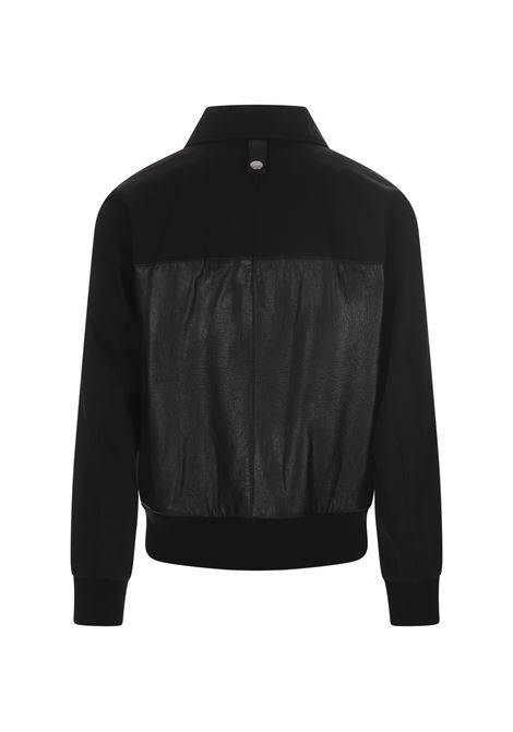 Black Leather and Fabric Bomber Jacket ALEXANDER MCQUEEN | 751991-Q5HXS1000
