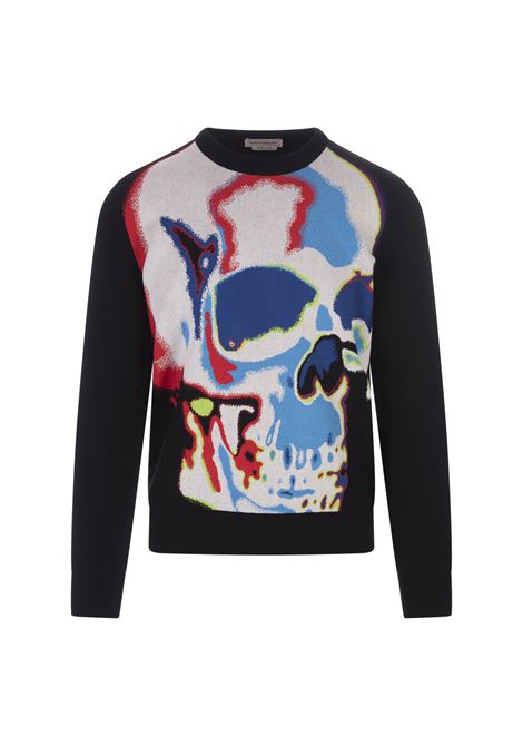 Jacquard Sweater With Solar Skulls In Black/Multicolour ALEXANDER MCQUEEN | 752061-Q1XHY1033