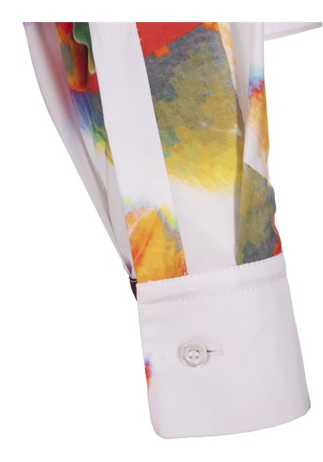 White Short Shirt With Solarised Orchid Print ALEXANDER MCQUEEN | 753450-QCAHE9000