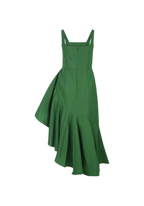 Midi Dress With Asymmetrical Draping In Green Polyfaille ALEXANDER MCQUEEN | 755401-QEACM3016