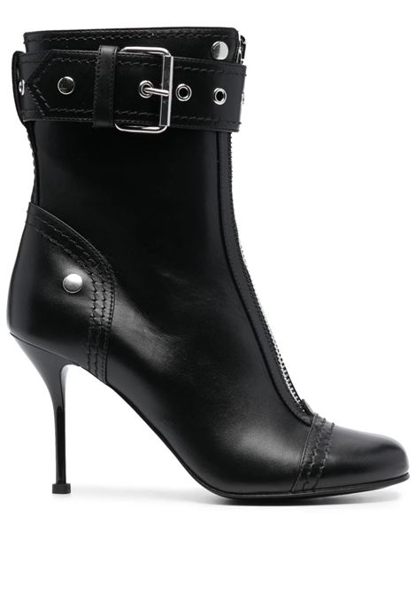 Black Leather Ankle Boot With Zip And Buckle ALEXANDER MCQUEEN | 757505-WIDR31081