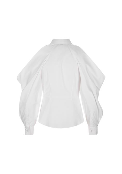 Shirt With Draped Sleeves And Cut-Out In Optical White ALEXANDER MCQUEEN | 757635-QAABC9000