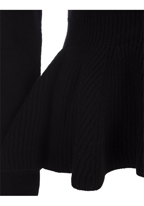 Black Wool and Cashmere Peplum Sweater ALEXANDER MCQUEEN | 758582-Q1A6U1066