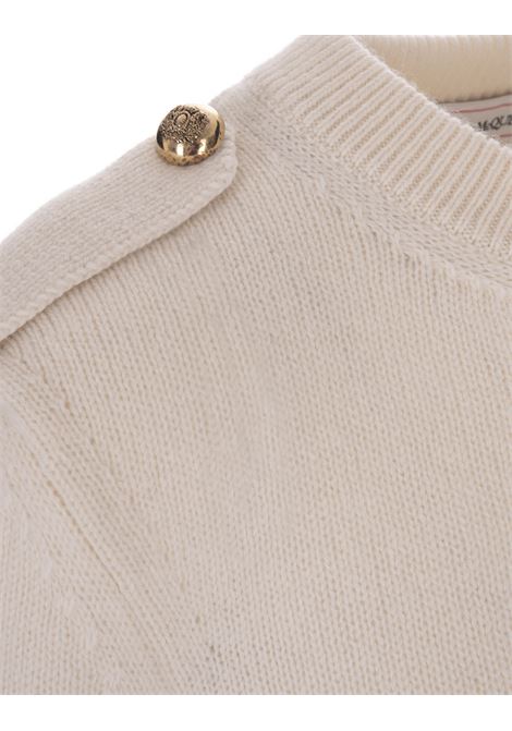 Ivory Wool and Cashmere Peplum Sweater ALEXANDER MCQUEEN | 758582-Q1A6U9038