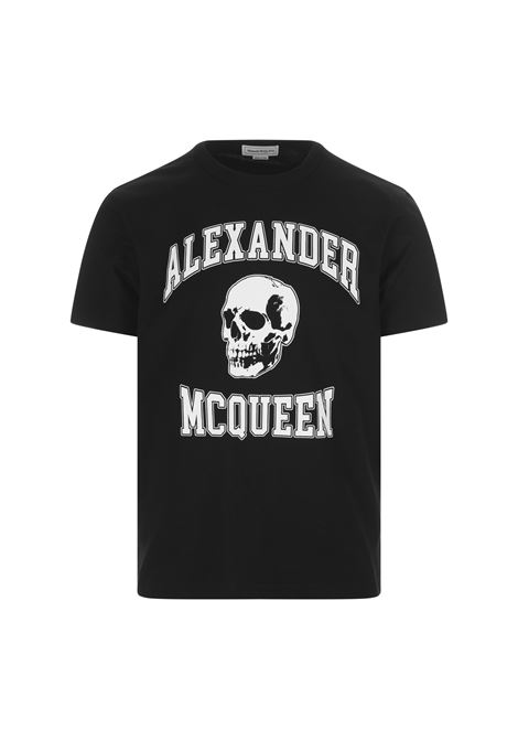 T-Shirt Nera Con Logo Skull Stampato ALEXANDER MCQUEEN | 759442-QVZ290901