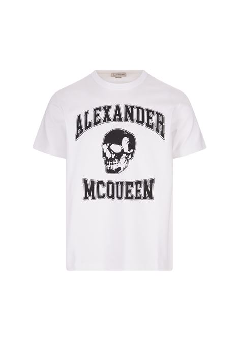 White T-Shirt With Skull Logo Print ALEXANDER MCQUEEN | 759442-QVZ290910