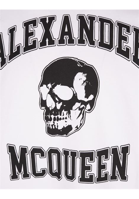 T-Shirt Bianca Con Logo Skull Stampato ALEXANDER MCQUEEN | 759442-QVZ290910