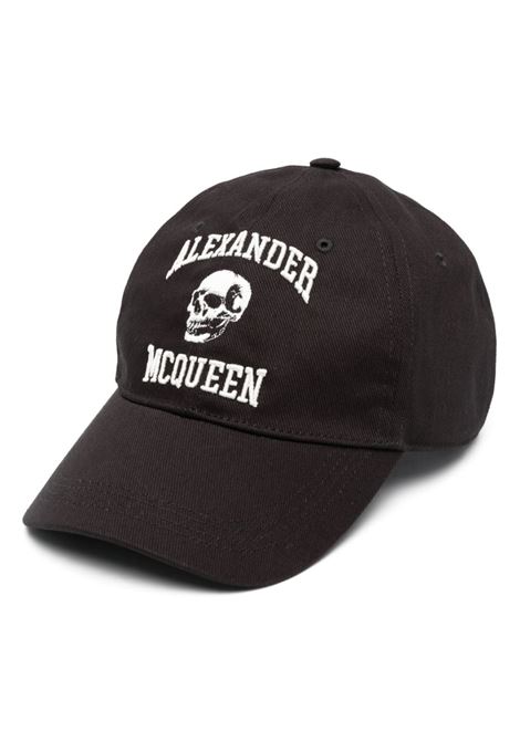 Cappello da Baseball Varsity Skull In Drill Nero ALEXANDER MCQUEEN | 759450-4105Q1078