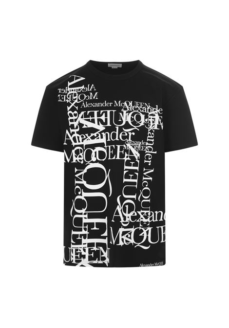 Black T-Shirt With White Lettering Logo On Chest ALEXANDER MCQUEEN | 759452-QVZ330901