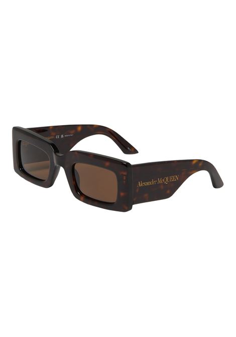 Bold Rectangular Sunglasses in Brown/Havana ALEXANDER MCQUEEN | 760629-J07492305