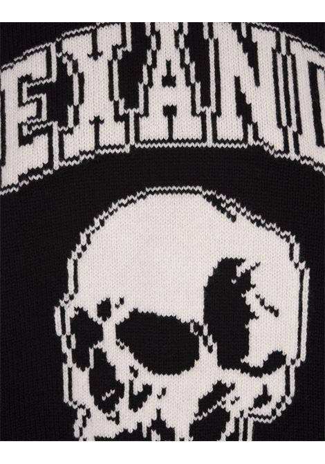 Pullover Nero Con Logo Skull Intarsiato ALEXANDER MCQUEEN | 760760-Q1XII1011