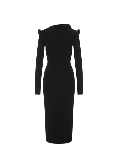 Black Ribbed Knit Midi Dress ALEXANDER MCQUEEN | 768562-Q1A621000