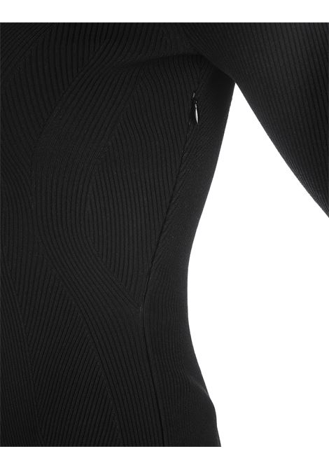 Black Ribbed Knit Midi Dress ALEXANDER MCQUEEN | 768562-Q1A621000