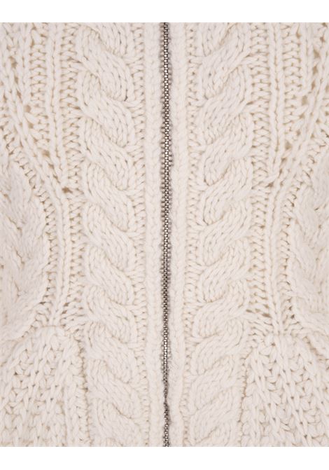 Ivory Cardigan With Zip and Peplum Bottom ALEXANDER MCQUEEN | 768780-Q1A699004