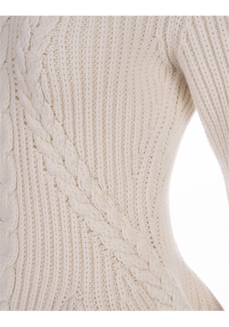 Ivory Wool and Cashmere Peplum Sweater ALEXANDER MCQUEEN | 768782-Q1A7A9004