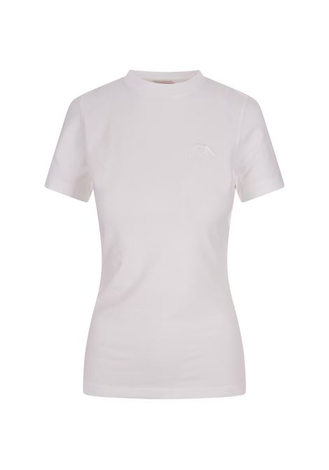 T-Shirt Aderente Con Logo Seal in Bianco Ottico ALEXANDER MCQUEEN | 769112-QLAC49000