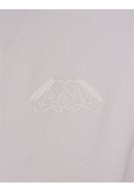 T-Shirt Aderente Con Logo Seal in Bianco Ottico ALEXANDER MCQUEEN | 769112-QLAC49000