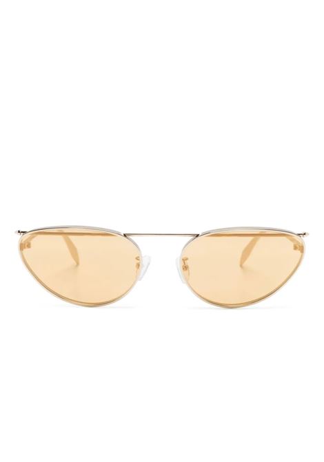 Cat-Eye Front Piercing Sunglasses in Gold ALEXANDER MCQUEEN | 769169-I33307988
