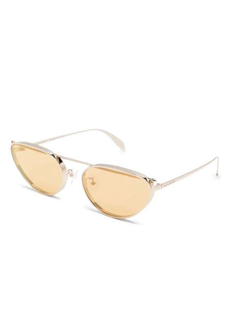 Cat-Eye Front Piercing Sunglasses in Gold ALEXANDER MCQUEEN | 769169-I33307988
