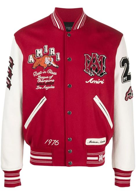 Red And White Varsity Bomber Jacket With Vintage Patches AMIRI | PF23MOS003610