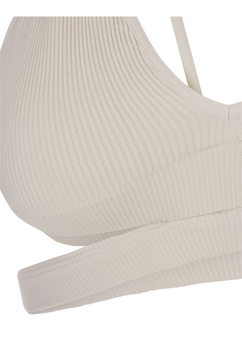 White Ribbed Crop Top With Cut-Out ANDREADAMO | ADPF23BS029527750060