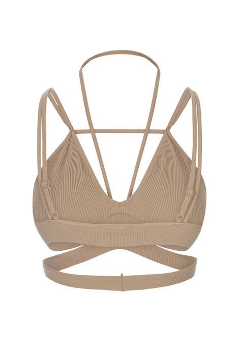 Beige Ribbed Crop Top With Cut-Out ANDREADAMO | ADPF23BS029527750475