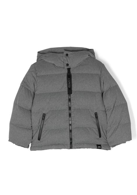 Grey Quilted Puffer Jacket With Hood ASPESI KIDS | F23020GMN0091074