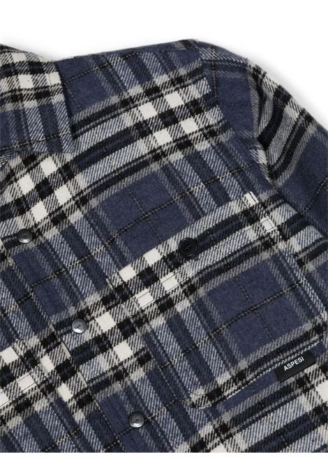 Blue Overshirt With Check Pattern ASPESI KIDS | F23027GMC31424749