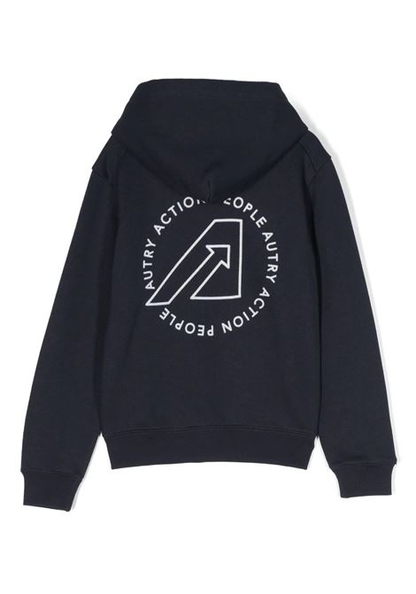 Navy Blue Hoodie With Logo Print On Front And Back AUTRY KIDS | KHAK006B