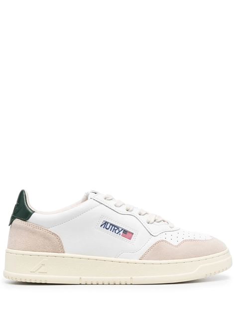 Medalist Low Sneakers In White and Dark Green Suede and Leather AUTRY | AULMLS56